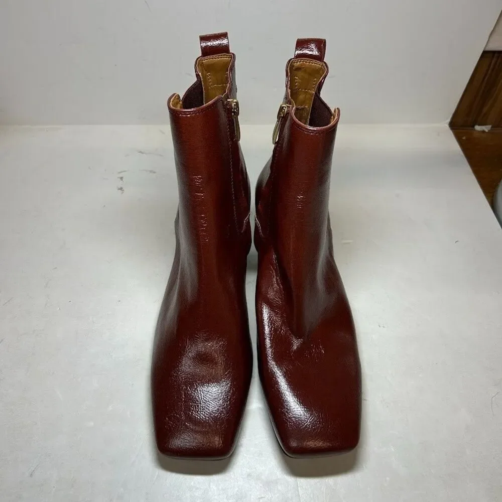 Franco Sarto Womens 9.5 M Mahogany Dark Red Waxton Ankle Booties DISPLAY QY3